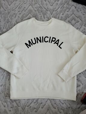Municipal Cream Or Black Crewneck Sweatshirt - Men's Sweater Sz Large